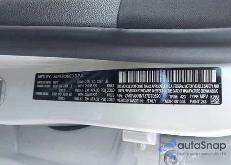 2018 Alfa Romeo Stelvio Ti Sport Awd из США, поврежденный, VIN ZASFAKNN7J7B70590